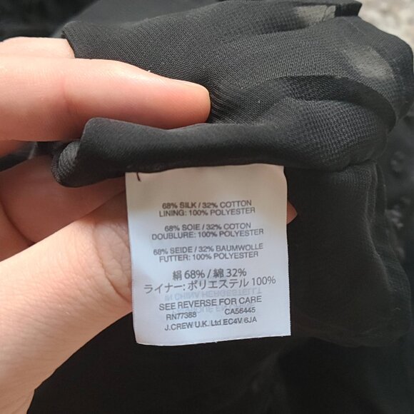 J. Crew Women's Textured Swiss Clip Dot Black Silk Blend Top Size 6 - Picture 5 of 5